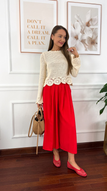 Spodnie culotte Brera czerwone