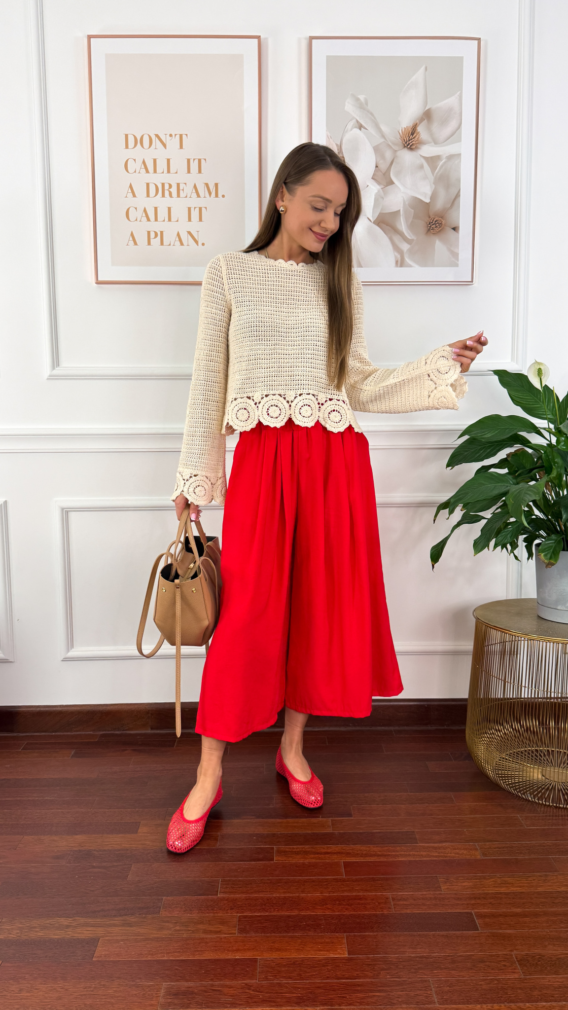 Spodnie culotte Brera czerwone