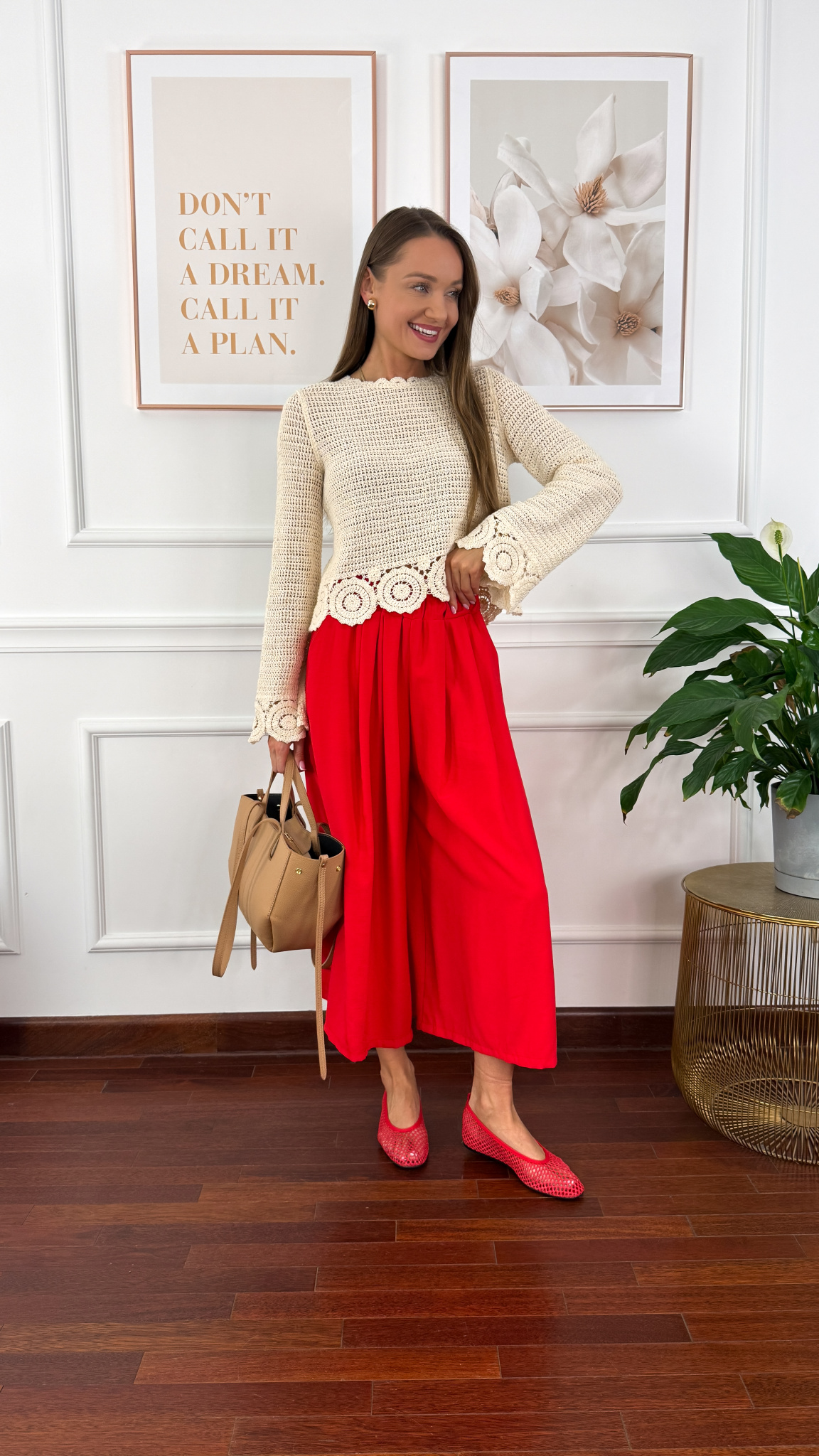 Spodnie culotte Brera czerwone