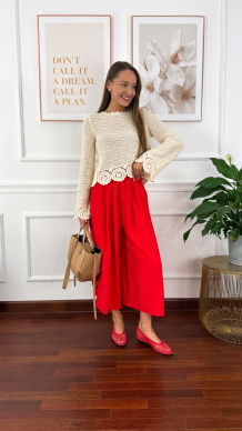 Spodnie culotte Brera czerwone