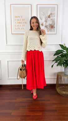 Spodnie culotte Brera czerwone