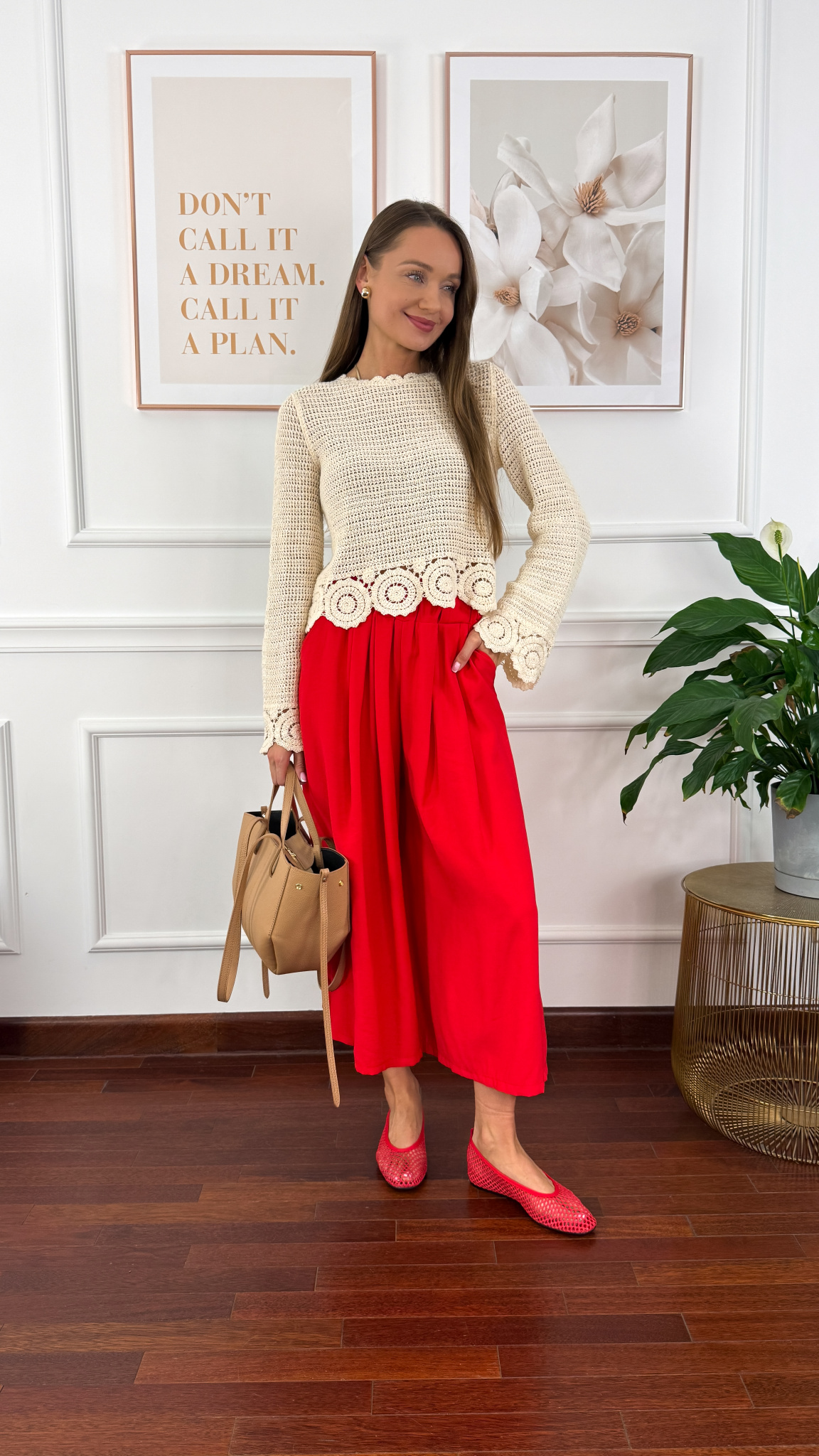 Spodnie culotte Brera czerwone
