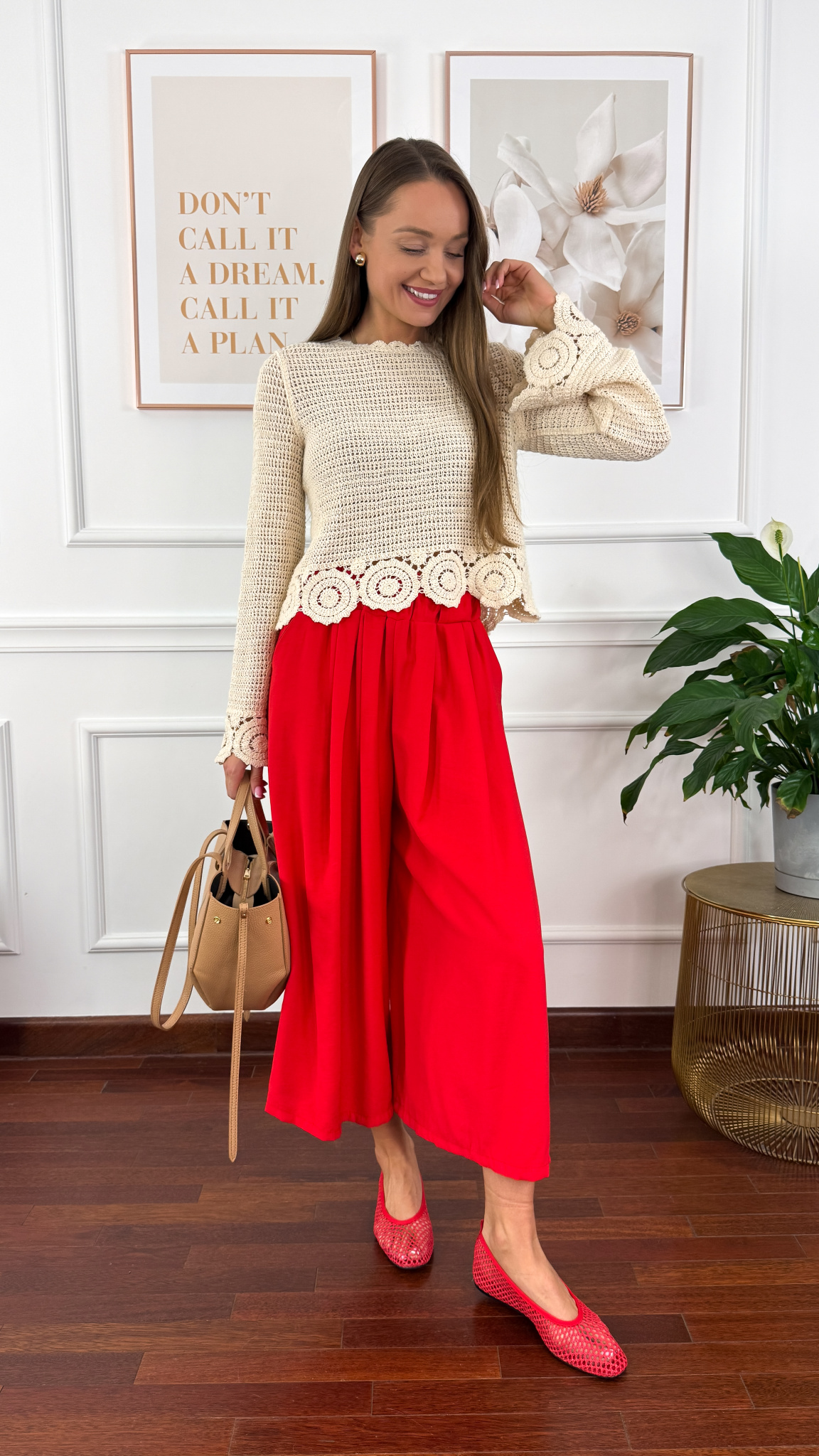 Spodnie culotte Brera czerwone