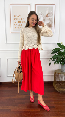 Spodnie culotte Brera czerwone