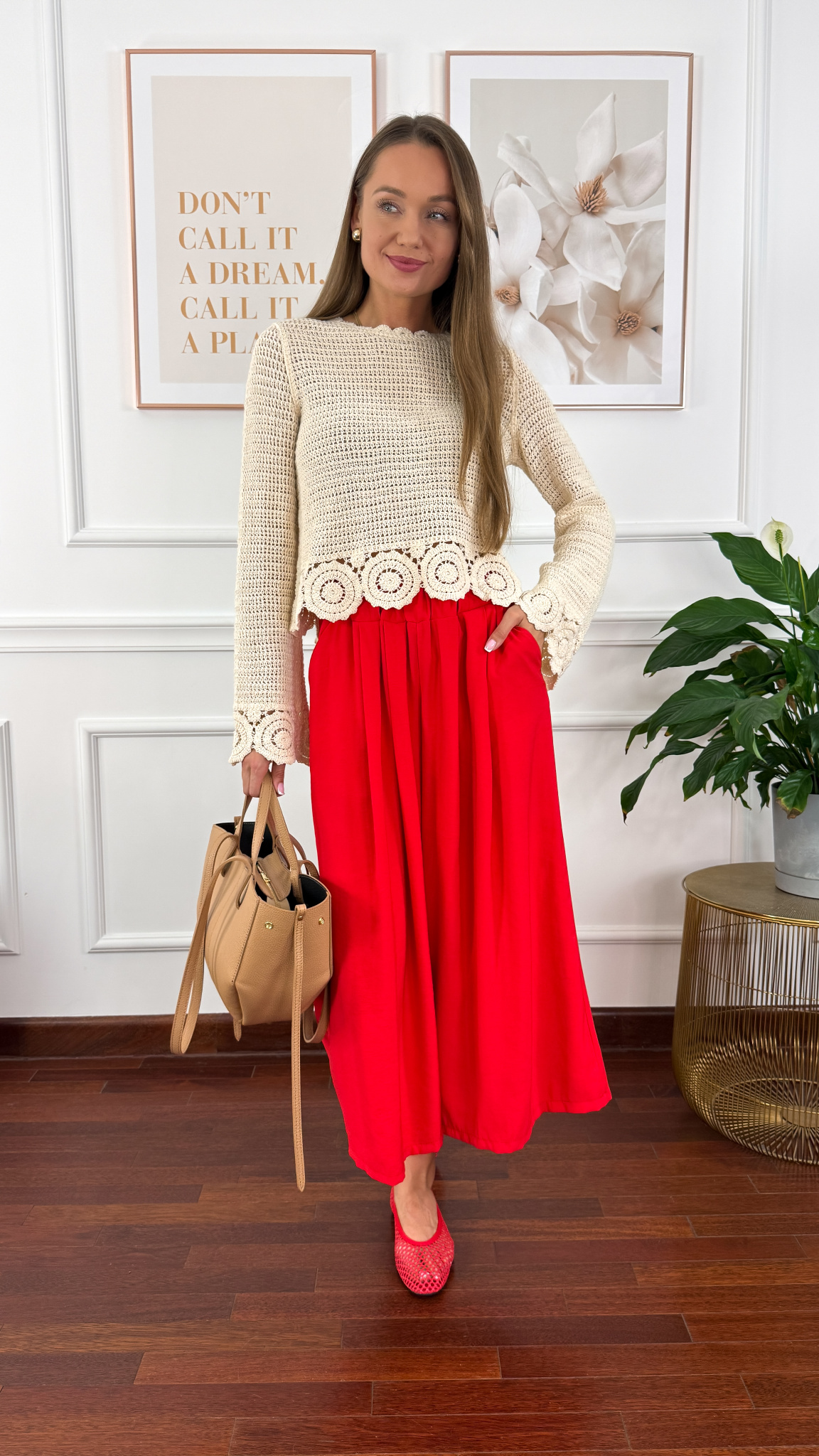 Spodnie culotte Brera czerwone