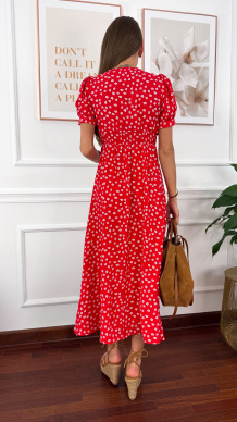 Sukienka Kora czerwona w kwiaty