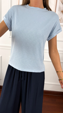 Bawełniana t-shirt Coco błękitny