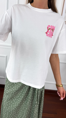Bawełniany T-shirt Cin Cin biały