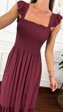 Wiskozowa sukienka maxi Carmen bordowa