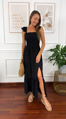 Wiskozowa sukienka maxi Carmen czarna