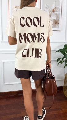 Bawełniany T-shirt Moms beżowy