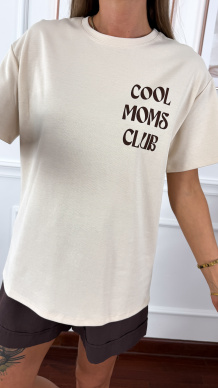 Bawełniany T-shirt Moms beżowy