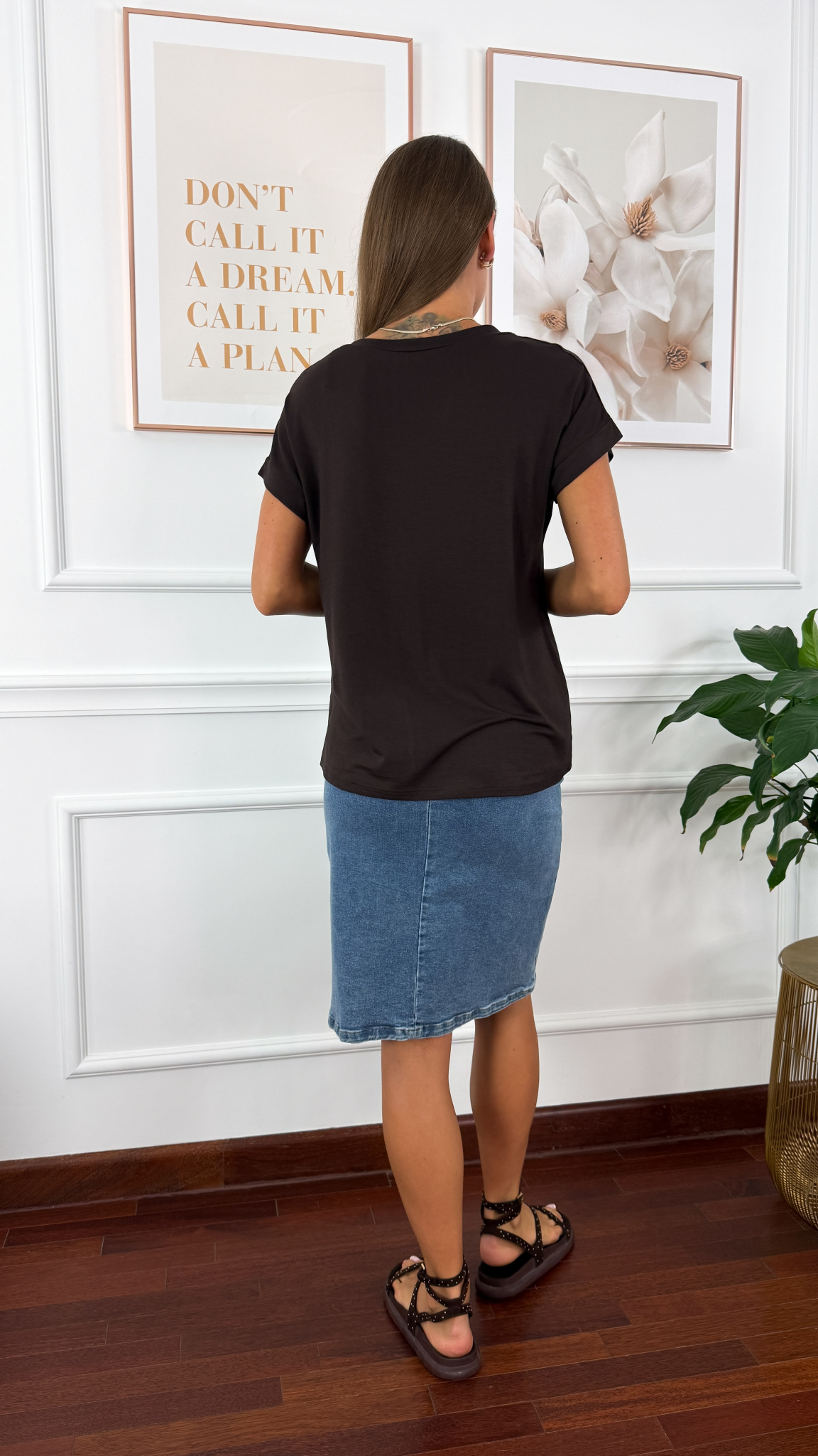Wiskozowy t-shirt Agnes brązowy