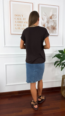 Wiskozowy t-shirt Agnes brązowy