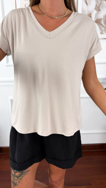 Wiskozowy t-shirt Agnes beżowy