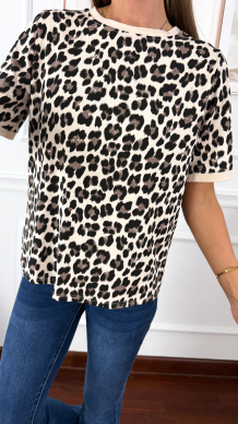 Bawełniany t-shirt Adele panterka