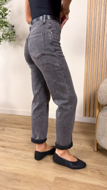 Spodnie mom fit Roko szare