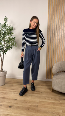 Sweter Nina w paski granatowy