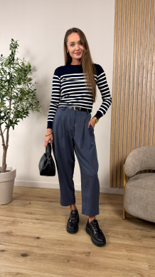 Sweter Nina w paski granatowy