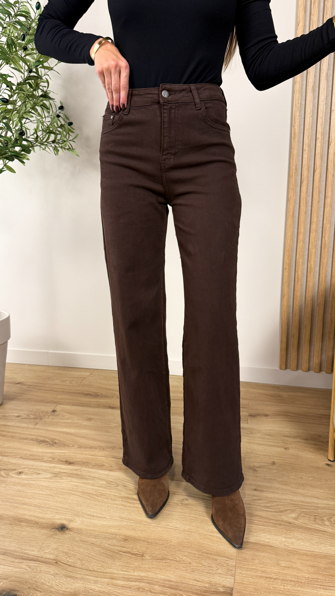 Spodnie wide-leg Loane czekoladowe