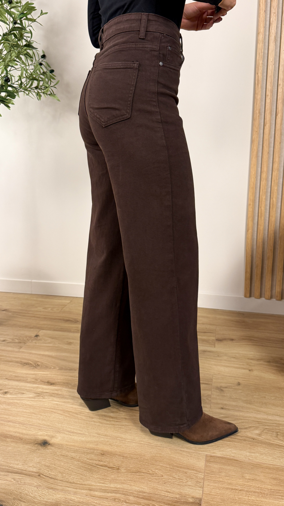 Spodnie wide-leg Loane czekoladowe