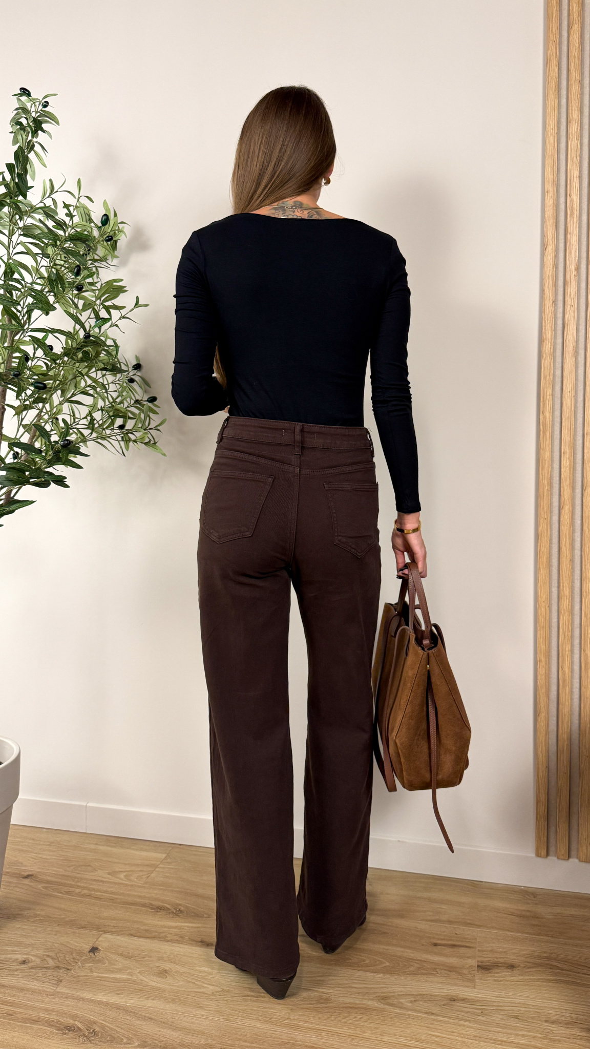 Spodnie wide-leg Loane czekoladowe