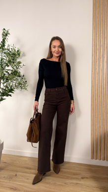 Spodnie wide-leg Loane czekoladowe