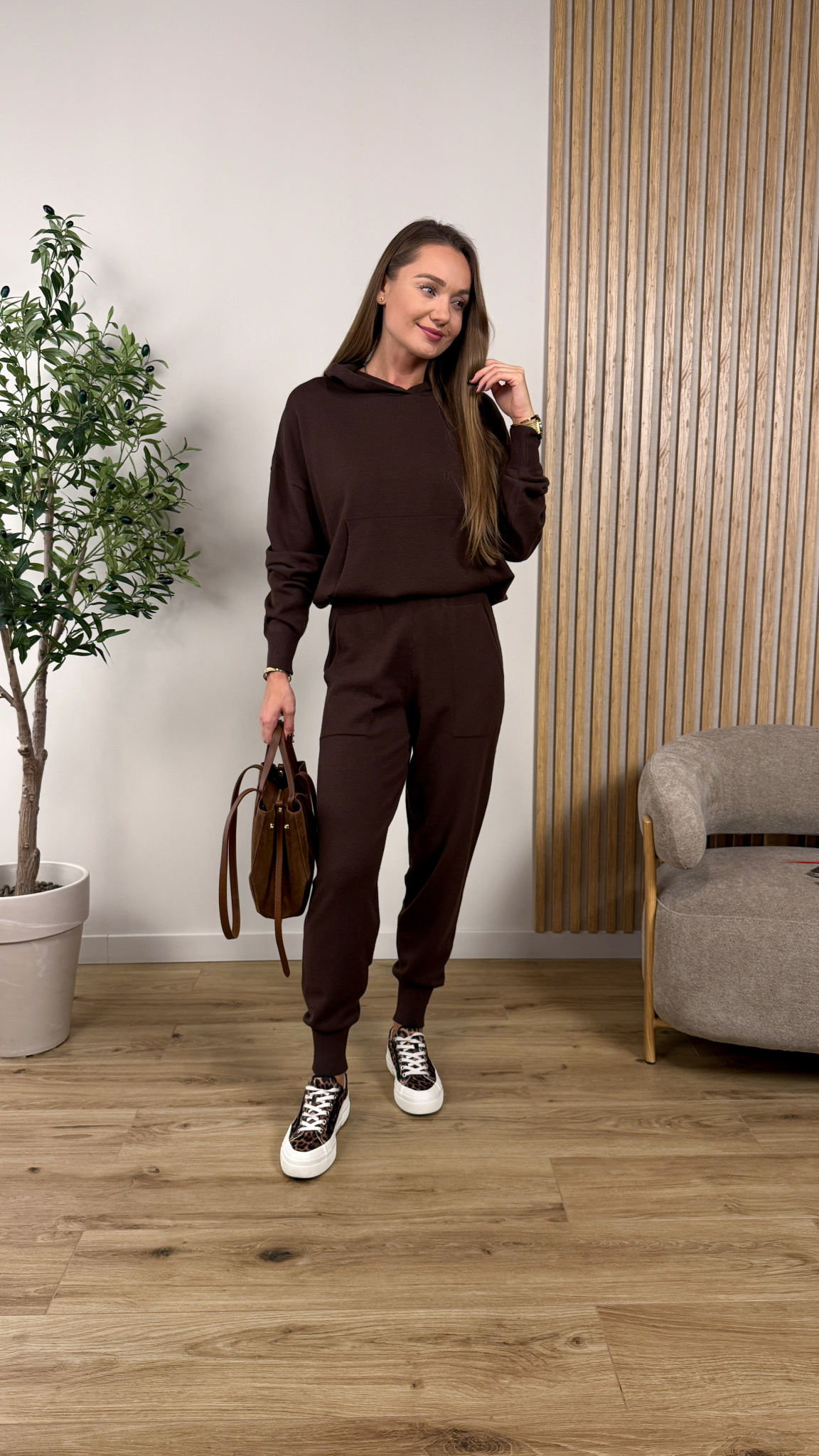 Wiskozowy komplet Eira czekoladowy