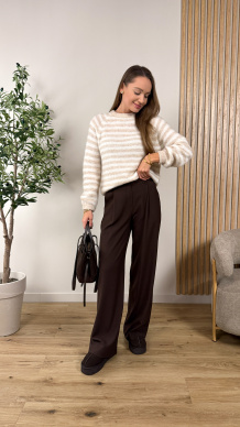 Sweter Marel w paski beżowy