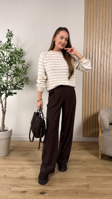 Sweter Marel w paski beżowy